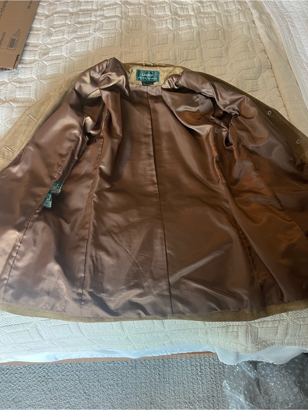 Women’s Lauren Ralph Lauren Suede Leather Blazer Jacket Tan Size Medium Western - Picture 11 of 12
